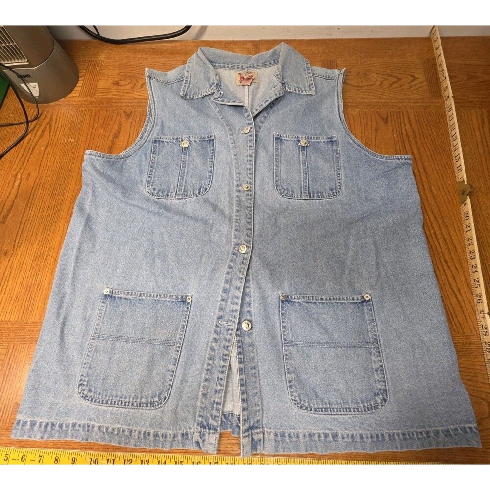 Kikomo 90's Vintage Light Blue Denim Vest Plus Size 2X